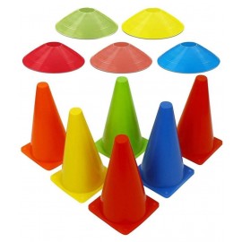 Toyshine Combo of 12 Disc Cones (9" Cone) + 12 Field Marker Soccer Cones for Football, Basketball, Soccer and Training (SSTP)