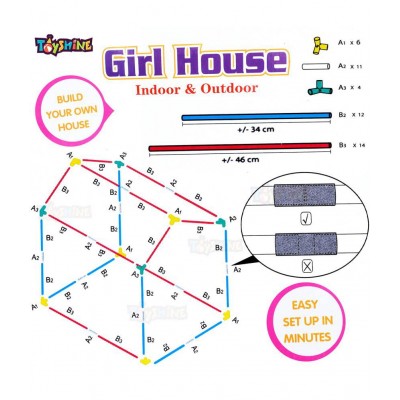 Toyshine Doll House Tent House, Play Tent for Kids, Pretend Playhouse, Taffeta Material Cloth