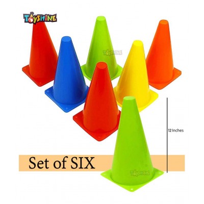 Toyshine Fitness Combo - 6 Pc (12 Inches) Stacking Cones, 10 Pc Space Markers and 1 Pc Agility Ladder (8 M) (SSTP)- Multicolour