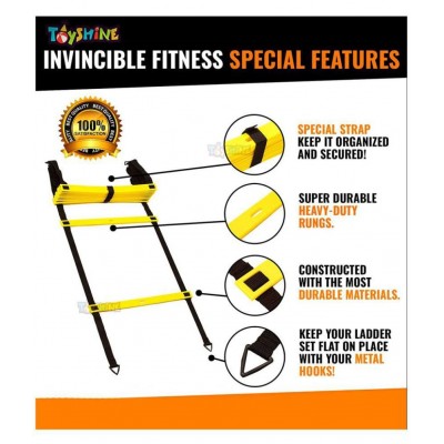 Toyshine Fitness Combo - 6 pc (9 Inches) Stacking Cones, 10 Pc Space Markers and 1 Pc Agility Ladder (6 Meters) (SSTP)
