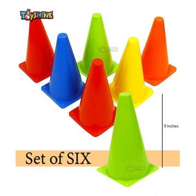 Toyshine Fitness Combo - 6 pc (9 Inches) Stacking Cones, 10 Pc Space Markers and 1 Pc Agility Ladder (6 Meters) (SSTP)
