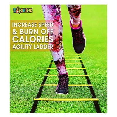 Toyshine Fitness Combo - 6 pc (9 Inches) Stacking Cones, 10 Pc Space Markers and 1 Pc Agility Ladder (6 Meters) (SSTP)