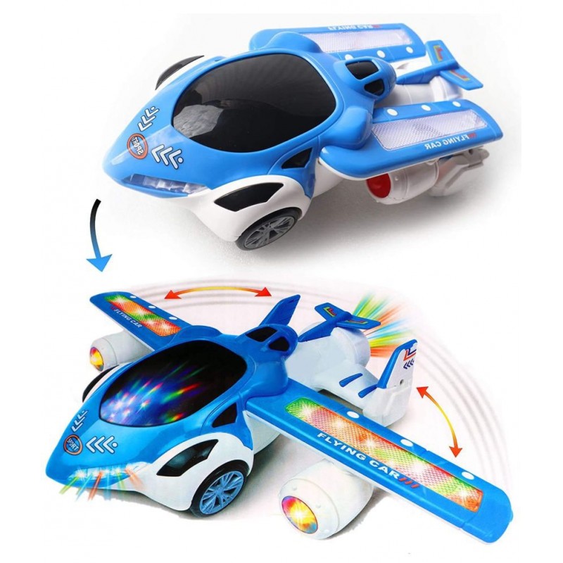 Toyshine Music and Lights Flying Car Bump and Go Action, Battery Operated Toy for Boys Girls (Not Flying)