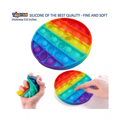 Toyshine Pack of 1 - Round Circle, Fidget Popping Sounds Toy, BPA Free Silicone, Push Bubbles Toy for Autism Stress Reliever, Sensory Toy - Pop It Toy