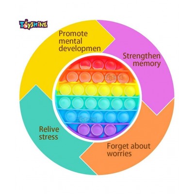 Toyshine Pack of 1 - Round Circle, Fidget Popping Sounds Toy, BPA Free Silicone, Push Bubbles Toy for Autism Stress Reliever, Sensory Toy - Pop It Toy