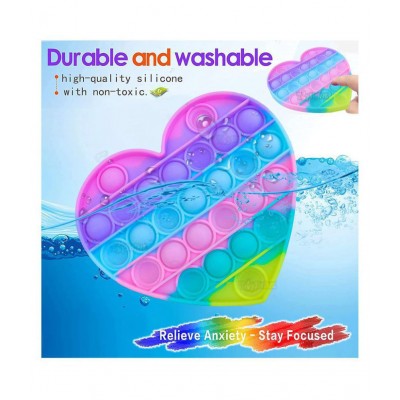 Toyshine Pack of 1- Heart- Fidget Popping Sounds Toy, BPA Free Silicone, Push Bubbles Toy for Autism Stress Reliever, Sensory Toy- Light Color Pop It Toy