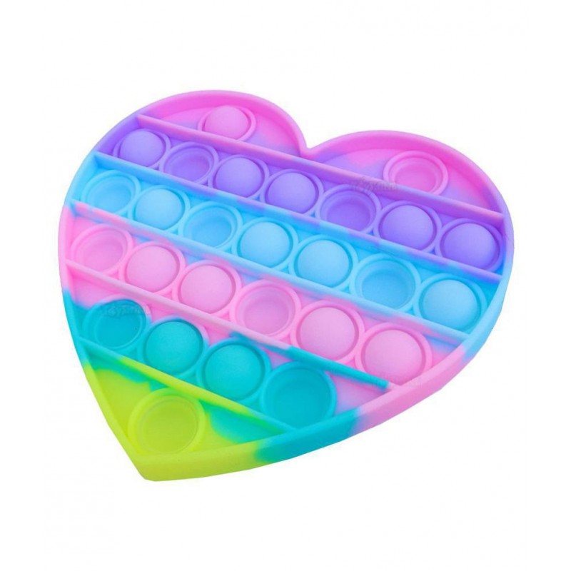 Toyshine Pack of 1- Heart- Fidget Popping Sounds Toy, BPA Free Silicone, Push Bubbles Toy for Autism Stress Reliever, Sensory Toy- Light Color Pop It Toy