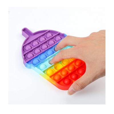 Toyshine Pack of 1- ICE Cream Shaker- Fidget Popping Sounds Toy, Pop Bubble, BPA Free Silicone, Push Bubbles Toy for Autism Stress Reliever, Sensory Toy Pop It Toy- Dark