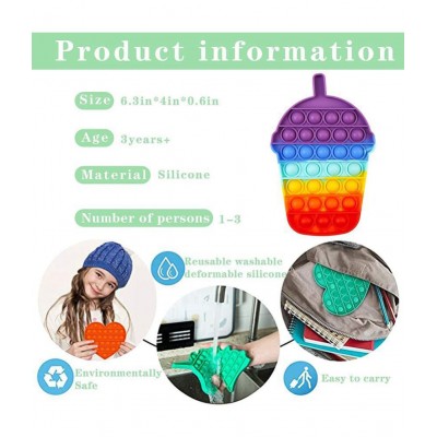 Toyshine Pack of 1- ICE Cream Shaker- Fidget Popping Sounds Toy, Pop Bubble, BPA Free Silicone, Push Bubbles Toy for Autism Stress Reliever, Sensory Toy Pop It Toy- Dark