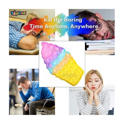 Toyshine Pack of 1- ICE Cream Softy- Fidget Popping Sounds Toy, BPA Free Silicone, Push Bubbles Toy for Autism Stress Reliever, Sensory Toy Pop It Toy- Pastel- MB