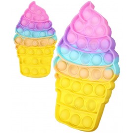 Toyshine Pack of 1- ICE Cream Softy- Fidget Popping Sounds Toy, BPA Free Silicone, Push Bubbles Toy for Autism Stress Reliever, Sensory Toy Pop It Toy- Pastel- MB