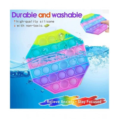 Toyshine Pack of 1- Octagone- Fidget Popping Sounds Toy, BPA Free Silicone, Push Bubbles Toy for Autism Stress Reliever, Sensory Toy - Light Color Pop It Toy