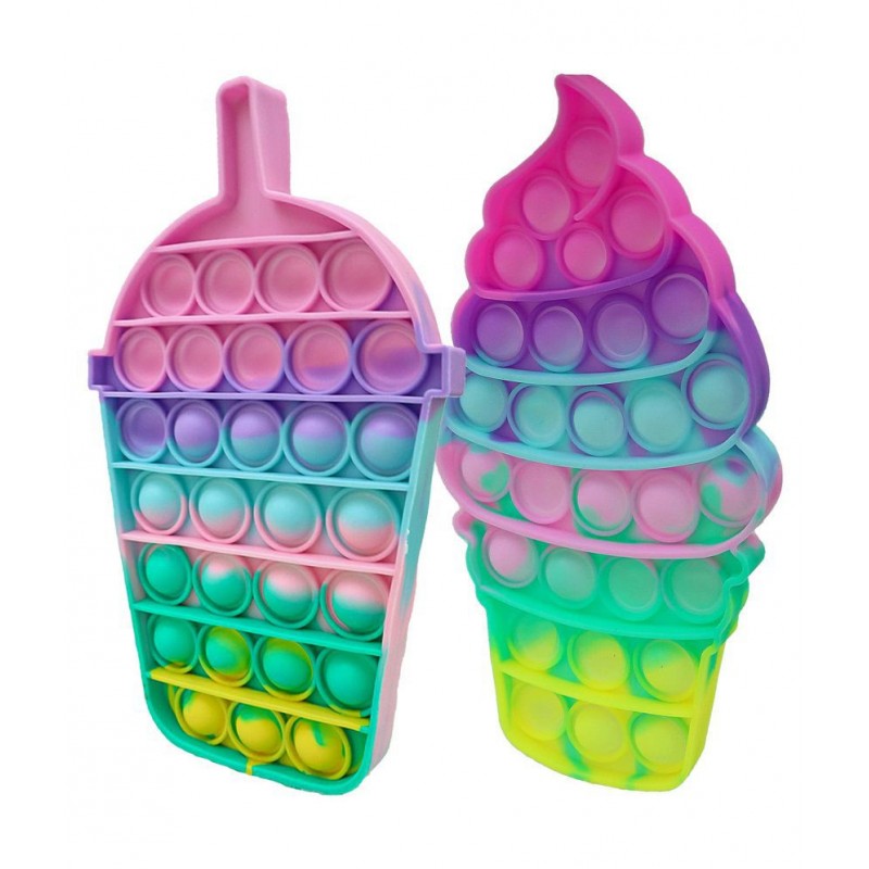Toyshine Pack of 2 - Cone Softy and Shaker - Fidget Popping Sounds Toy, BPA Free Silicone, Push Bubbles Toy for Autism Stress Reliever, Sensory Toy Pop It Toy