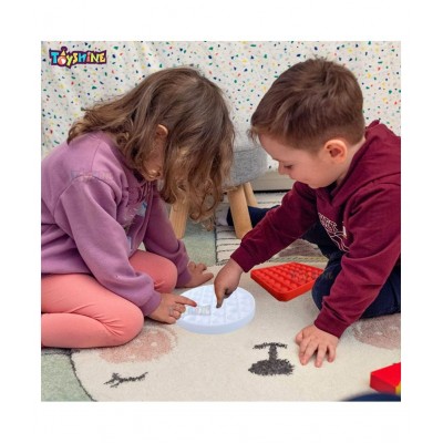 Toyshine Pack of 2 - Heavy White Circle and Red Square Pop it Toy - Fidget Popping Sounds Toy, BPA Free Silicone, Push Bubbles Toy for Autism Stress Reliever, Sensory Toy