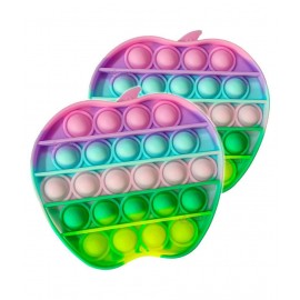 Toyshine Pack of 2- Aple - Fidget Popping Sounds Toy, BPA Free Silicone, Push Bubbles Toy for Autism Stress Reliever, Sensory Toy- Pastel Colors Pop It Toy