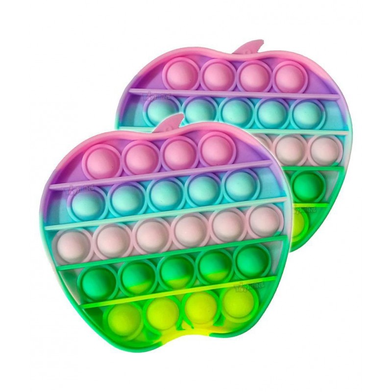 Toyshine Pack of 2- Aple - Fidget Popping Sounds Toy, BPA Free Silicone, Push Bubbles Toy for Autism Stress Reliever, Sensory Toy- Pastel Colors Pop It Toy