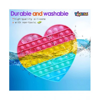 Toyshine Pack of 2- Big Heart (63 Bubbles) and Unicorn (28 Bubbles) Pop it Popping Sounds Toy, Push Bubbles for Autism Stress Reliever, Sensory Pop It Toy- Green Unicorn Mulitcolor Heart