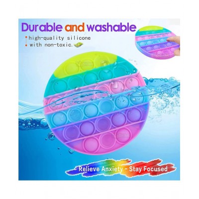 Toyshine Pack of 2- Circle and Square- Fidget Popping Sounds Toy, BPA Free Silicone, Push Bubbles Toy for Autism Stress Reliever, Sensory Toy - Light Color - Pop It Toy