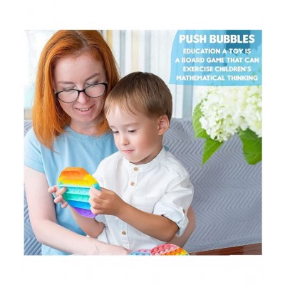 Toyshine Pack of 2- Octagone and Heart - Fidget Popping Sounds Toy, BPA Free Silicone, Push Bubbles Toy for Autism Stress Reliever, Sensory Toy Pop It Toys