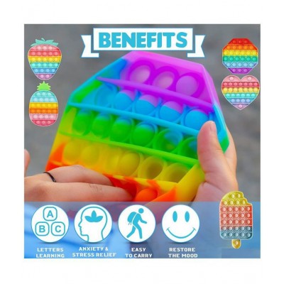 Toyshine Pack of 2- Octagone and Heart - Fidget Popping Sounds Toy, BPA Free Silicone, Push Bubbles Toy for Autism Stress Reliever, Sensory Toy Pop It Toys