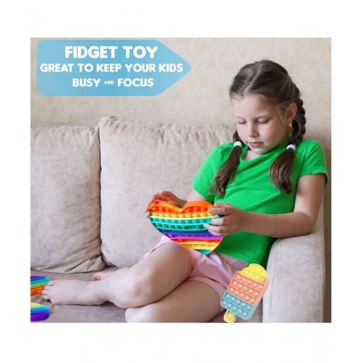 Toyshine Pack of 2- Octagone and Heart - Fidget Popping Sounds Toy, BPA Free Silicone, Push Bubbles Toy for Autism Stress Reliever, Sensory Toy Pop It Toys