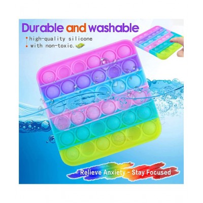 Toyshine Pack of 2- Octagone and Square- Fidget Popping Sounds Toy, BPA Free Silicone, Push Bubbles Toy for Autism Stress Reliever, Sensory Toy - Light Color Pop It Toy