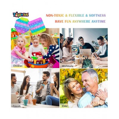 Toyshine Pack of 2- Octagone and Square- Fidget Popping Sounds Toy, BPA Free Silicone, Push Bubbles Toy for Autism Stress Reliever, Sensory Toy - Light Color Pop It Toy