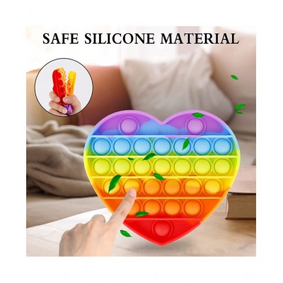 Toyshine Pack of 2- Unicorn and Heart- Fidget Popping Sounds Toy, BPA Free Silicone, Push Bubbles Toy for Autism Stress Reliever, Sensory Toy Pop It Toy