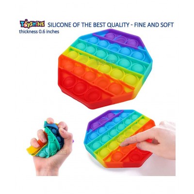 Toyshine Pack of 2 Cricle and Octagone Fidget Popping Sounds Toy, BPA Free Silicone, Push Bubbles Toy for Autism Stress Reliever, Sensory Toy Pop It Toy