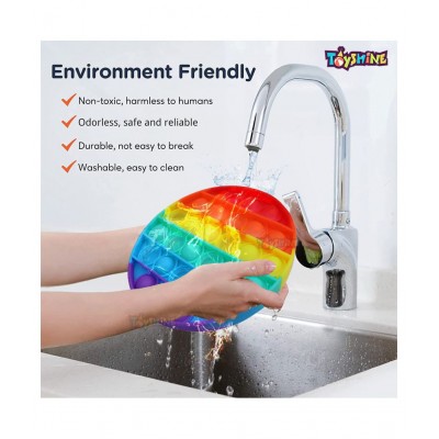 Toyshine Pack of 2 Cricle and Octagone Fidget Popping Sounds Toy, BPA Free Silicone, Push Bubbles Toy for Autism Stress Reliever, Sensory Toy Pop It Toy