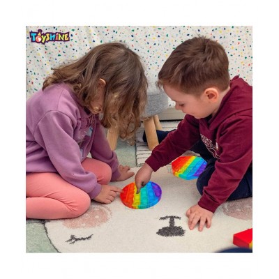 Toyshine Pack of 2 Cricle and Octagone Fidget Popping Sounds Toy, BPA Free Silicone, Push Bubbles Toy for Autism Stress Reliever, Sensory Toy Pop It Toy