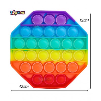 Toyshine Pack of 2 Cricle and Octagone Fidget Popping Sounds Toy, BPA Free Silicone, Push Bubbles Toy for Autism Stress Reliever, Sensory Toy Pop It Toy