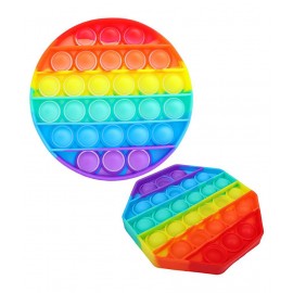 Toyshine Pack of 2 Cricle and Octagone Fidget Popping Sounds Toy, BPA Free Silicone, Push Bubbles Toy for Autism Stress Reliever, Sensory Toy Pop It Toy