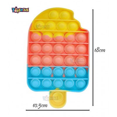 Toyshine Pack of 3 - Rainbow Stawberry and Ice Cream Fidget Popping Sounds Toy, BPA Free Silicone, Push Bubbles Toy for Autism Stress Reliever, Sensory Toy Pop It Toy