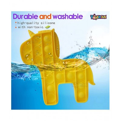 Toyshine Pack of 3- Dreamy Unicorn, Ice Cream, Key Chain Pop it Popping Sounds Toy, Push Bubbles for Autism Stress Reliever, Sensory Pop It Toy- Yellow Unicorn Multi Color Ice Cream