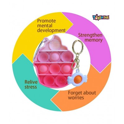 Toyshine Pack of 3- Dreamy Unicorn, Ice Cream, Key Chain Pop it Popping Sounds Toy, Push Bubbles for Autism Stress Reliever, Sensory Pop It Toy- Yellow Unicorn Multi Color Ice Cream