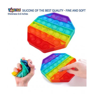 Toyshine Pack of 3- Heart, Octagone, Circle - Fidget Popping Sounds Toy, BPA Free Silicone, Push Bubbles Toy for Autism Stress Reliever, Sensory Toy Pop It Toy