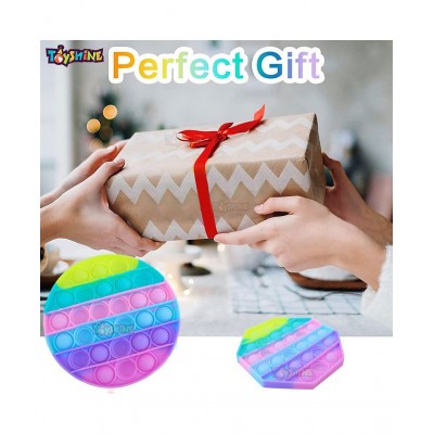 Toyshine Pack of 3- Square, Octagone, Circle - Fidget Popping Sounds Toy, BPA Free Silicone, Push Bubbles Toy for Autism Stress Reliever, Sensory Toy - Light Color Pop It Toy