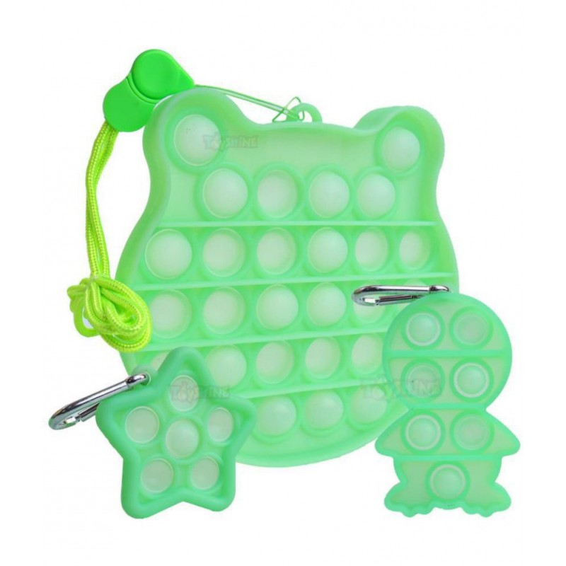 Toyshine Pack of 3 Glow in Dark - Frog, Baby and Star - Fidget Popping Sounds Toy, BPA Free Silicone, Push Bubbles Toy for Autism Stress Reliever, Sensory Toy - Pop It Toy