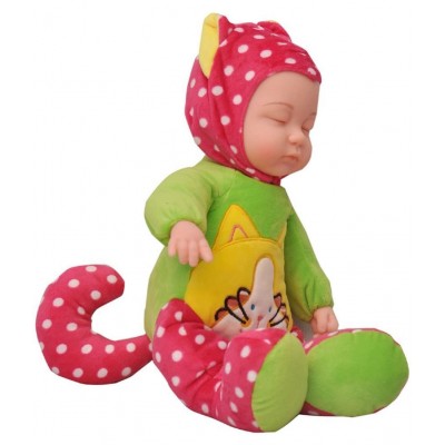Toyshine Sleeping Baby 9 Inches Soft Baby Toy Doll with Music Effect, Touch Sensors, Green
