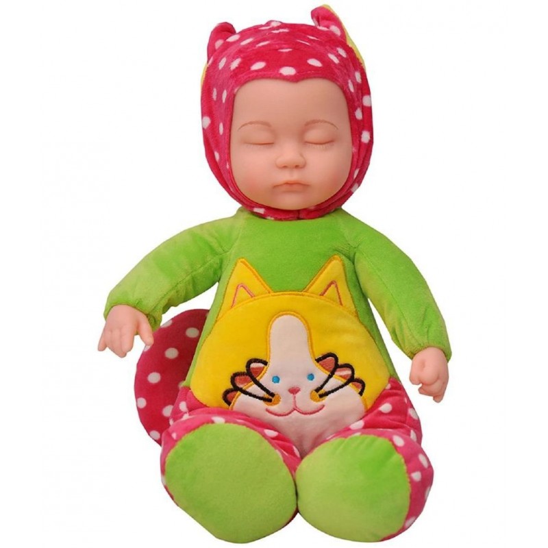 Toyshine Sleeping Baby 9 Inches Soft Baby Toy Doll with Music Effect, Touch Sensors, Green