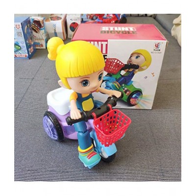 Toyshine Stunt Tricyle Toy Lights and Sound Electric Car Model Toy Vehicles Toys for Toddlers Baby Kids Children Birthday, Girl