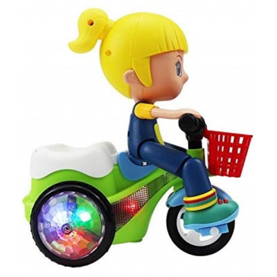 Toyshine Stunt Tricyle Toy Lights and Sound Electric Car Model Toy Vehicles Toys for Toddlers Baby Kids Children Birthday, Girl