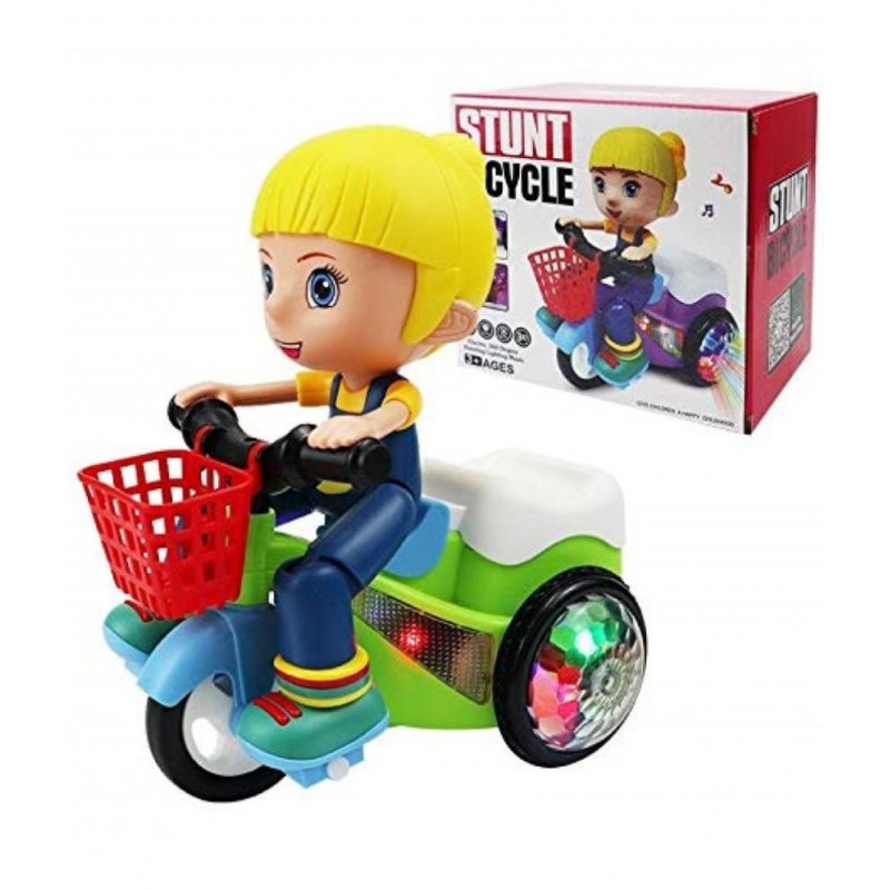 Toyshine Stunt Tricyle Toy Lights and Sound Electric Car Model Toy Vehicles Toys for Toddlers Baby Kids Children Birthday, Girl