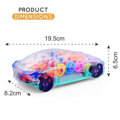 Transparent Concept car 3D Super Car Toy, Car Toy for Kids with 360 Degree Rotation, Gear Simulation Mechanical Car, Sound & Light Toys for Kids Boys & Girls
