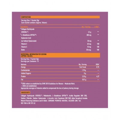TrueBasics Collagen Skin with L-Glutathione, Biotin, Vitamin C & Vitamin E for Healthy Hair, Skin & Nails, Clinically Researched Ingredients (Orange, 15 Sachets) TrueBasics Collagen Skin with L-Glutathione, Biotin, Vitamin C & Vitamin E for Healthy Hair, Skin & Nails, Clinically Researched Ingredients (Orange, 15 Sachets)