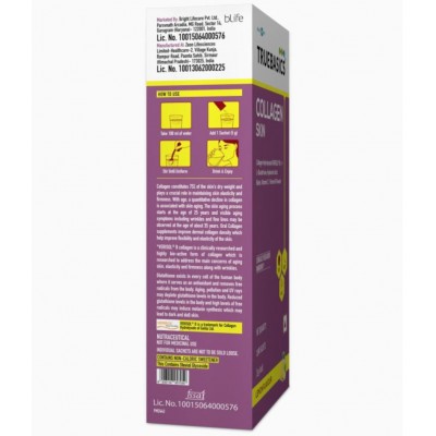 TrueBasics Collagen Skin with L-Glutathione, Collagen Peptides, Biotin, Vitamin C & Vitamin E, for Wrinkle Reduction, Anti-Ageing, Healthy Hair & Nails, Clinically Researched (Lemon, 15 Sachets) TrueBasics Collagen Skin with L-Glutathione, Collagen Peptides, Biotin, Vitamin C & Vitamin E, for Wrinkle Reduction, Anti-Ageing, Healthy Hair & Nails, Clinically Researched (Lemon, 15 Sachets)