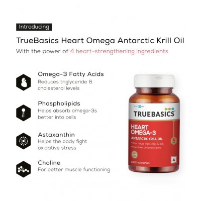 TrueBasics Heart Omega-3 Antarctic Krill Oil, 30 Soft Gelatin Capsules