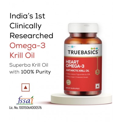 TrueBasics Heart Omega-3 Antarctic Krill Oil, 30 Soft Gelatin Capsules