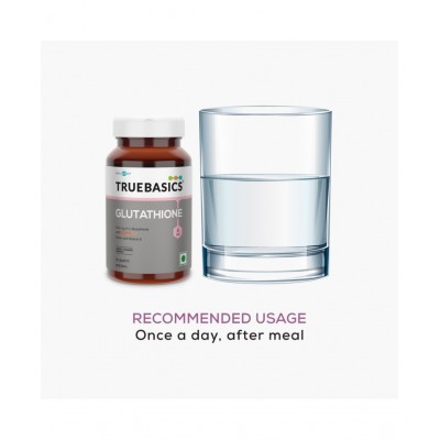 TrueBasics L Glutathione with Nutroxsun, Biotin & Vitamin E, For Healthy Skin, Clinically Researched Ingredients, 30 Tablets